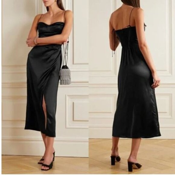 Reformation - Marguerite Silk Dress in Black - Size 6 - Picture 2 of 3